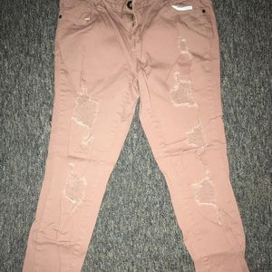 Distressed Mauve Pink Skinny Jeans